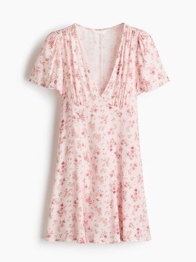 H&M Pink Floral Wrap-Style Mini Dress